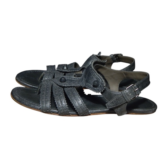 BALENCIAGA Arena Sandals Anthracite Gray Leather Women’s Size 39 / US 9 - Picture 1 of 11